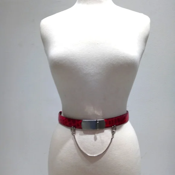 Annabella | Accessories | Red Crocodile Embossed Belt | Poshmark display picture 2